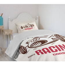 Retro Race Car Emblem Bedspread Set