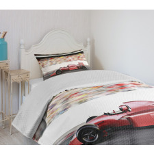 Red Race Car Side View Bedspread Set