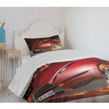 Burnout Tires Sport Car Bedspread Set