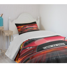 Fire Car Speeding Flames Bedspread Set