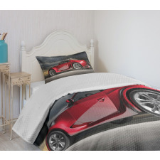 Modern Red Sports Vehicle Bedspread Set