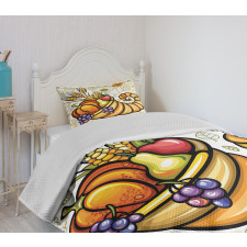 Cornucopia Theme Food Bedspread Set