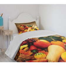 Food Scattered on Table Bedspread Set