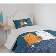 Love Cats on Roof Bedspread Set