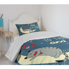 Sleepy Cat Hearts Bedspread Set