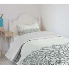 Outline Wildflowers and Leaves Bedspread Set