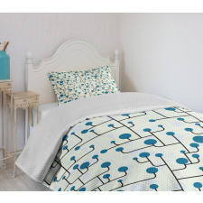 Abstract Lines Dots Bedspread Set