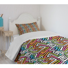 Grunge Puzzle Retro Bedspread Set