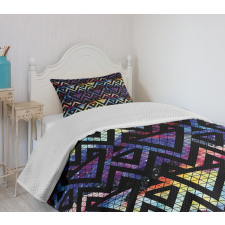 Galaxy Theme Lines Bedspread Set