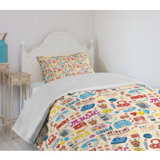 Retro Pop Art Style Bedspread Set