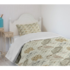 Sketch Cat Looking Birds Bedspread Set