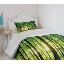 Green Woodland Sunrise Bedspread Set