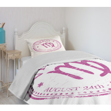 Pink Colored Horoscope Bedspread Set