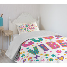 Word Art Positive Bedspread Set