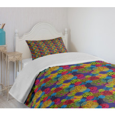 Circle Grunge Colorful Bedspread Set