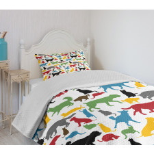Colorful Cats and Dogs Bedspread Set