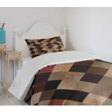 Antique Brown Toned Grid Bedspread Set