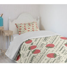 Retro Strawberry Love Bedspread Set