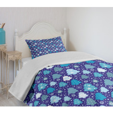 Snowflakes Xmas Trees Bedspread Set