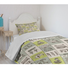 Hieroglyphs Animals Bedspread Set