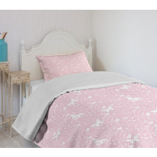 Soft Pink Floral Bedspread Set