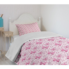 Pink Flowers Bedspread Set