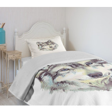 Hand Drawn Canine Head Bedspread Set