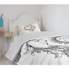 Feathers Ornate Lunar Sky Bedspread Set
