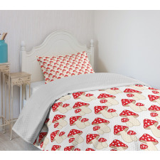 Cartoon Style Amanita Bedspread Set