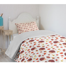 Autumn Hedgehog Acorns Bedspread Set
