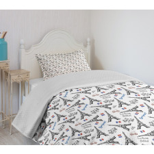 French Doodle Art Bedspread Set