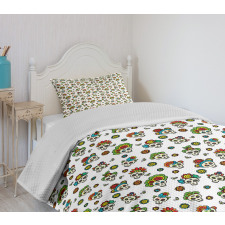 Dead Sugar Skull Flowers Bedspread Set