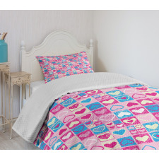 Sketchy Childish Hearts Bedspread Set