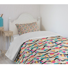 80s Memphis Geometrical Bedspread Set