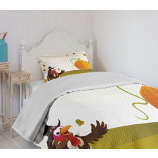 Happy Pilgrim Theme Bedspread Set