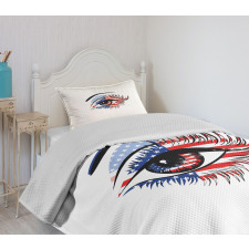 USA Flag Female Eye Bedspread Set