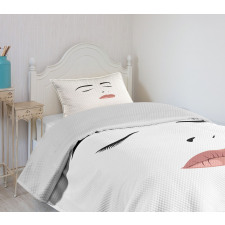 Sleeping Woman Face Bedspread Set