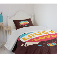 Air Balloon Cheerful Retro Bedspread Set