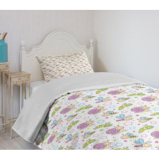 Insects Snail Caterpillar Bedspread Set