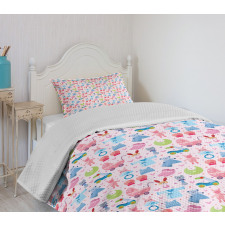 Teddy Bear and Bunny Bedspread Set