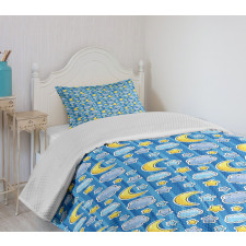 Abstract Moon and Clouds Bedspread Set