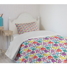 Colorful Romantic Mascots Bedspread Set