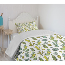 Tropical Foliage Motif Bedspread Set