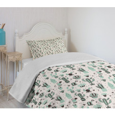 Geometric Cartoon Plant Bedspread Set