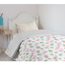 Sleeping Foliage Birds Bedspread Set