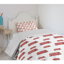 Cute Double Decker Bus Bedspread Set