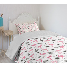 Watercolor Art Flamingos Bedspread Set