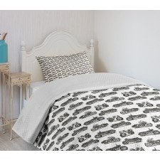 Retro Style Drawings Bedspread Set