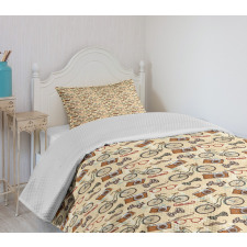 Hipster Gentleman Theme Bedspread Set