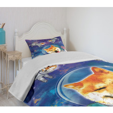 Astronaut Shibas in Space Bedspread Set